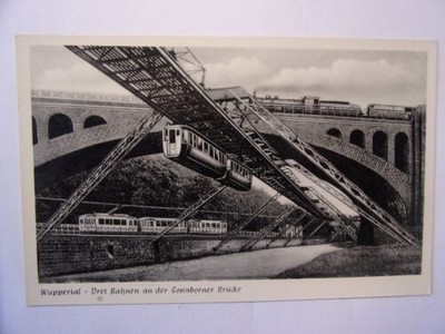 Ansichtskarte Wuppertal Drei Bahnen an der Sonnborner Brücke  (Nr.9024)