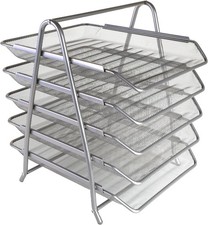 OSCO 5-Tier Wire Mesh Letter Tray Desk Organiser, Steel Mesh Paper Filing Rack,