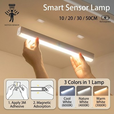 Wireless Motion Sensor LED Cabinet Light USB Rechargeable Magnetic Lamp