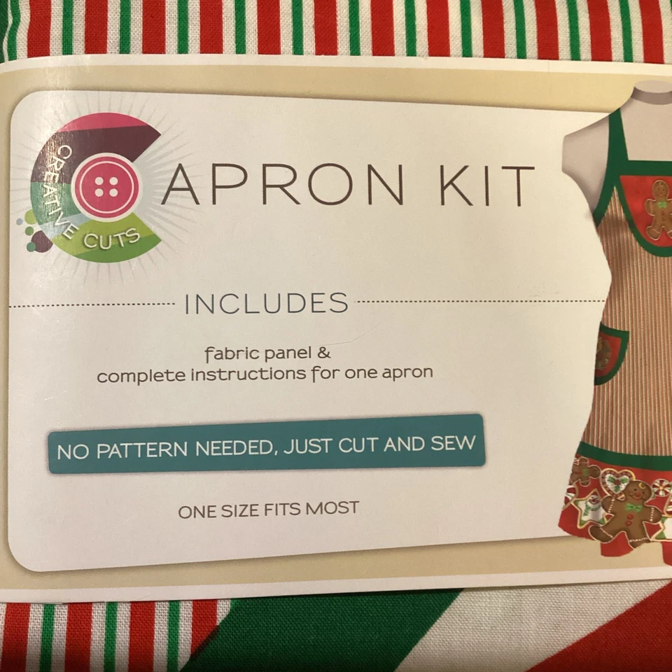 Creative Cuts APRON KIT Cut & Sew Christmas Gingerbread men 1 Size Fits Most New - Image 2 of 4