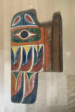 Antique NORTHWEST COAST Carved Painted TOTEM POLE WING From Large Totem HAIDA