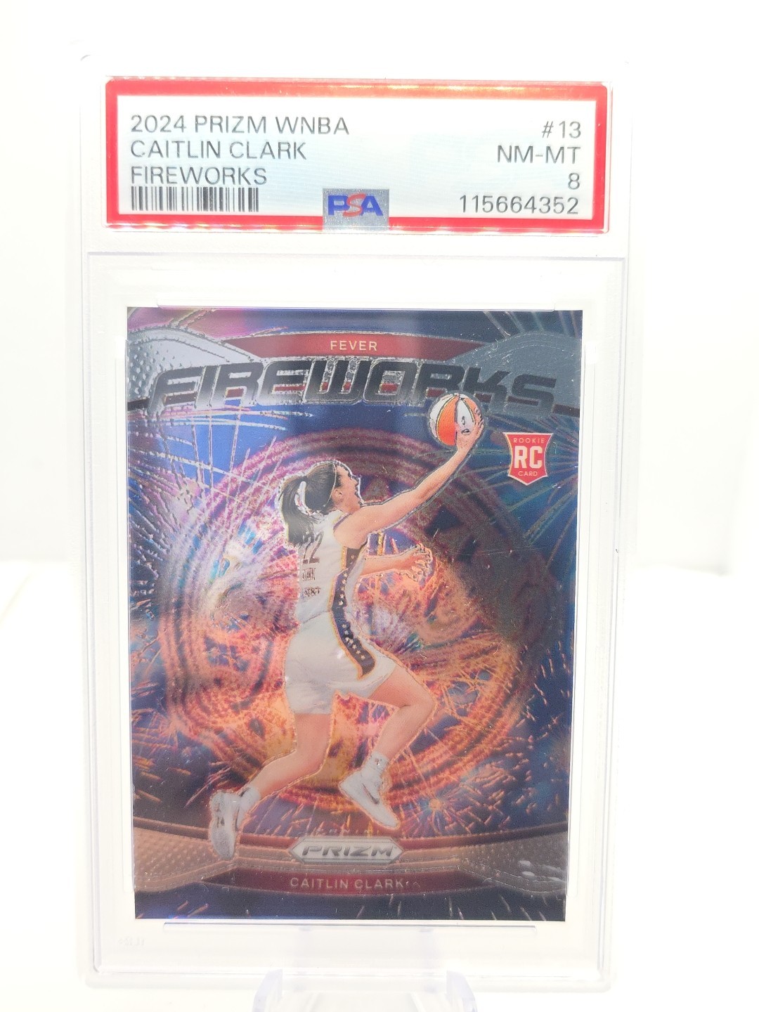 2024 PANINI PRIZM WNBA FIREWORKS #13 CAITLIN CLARK ROOKIE RC PSA 8
