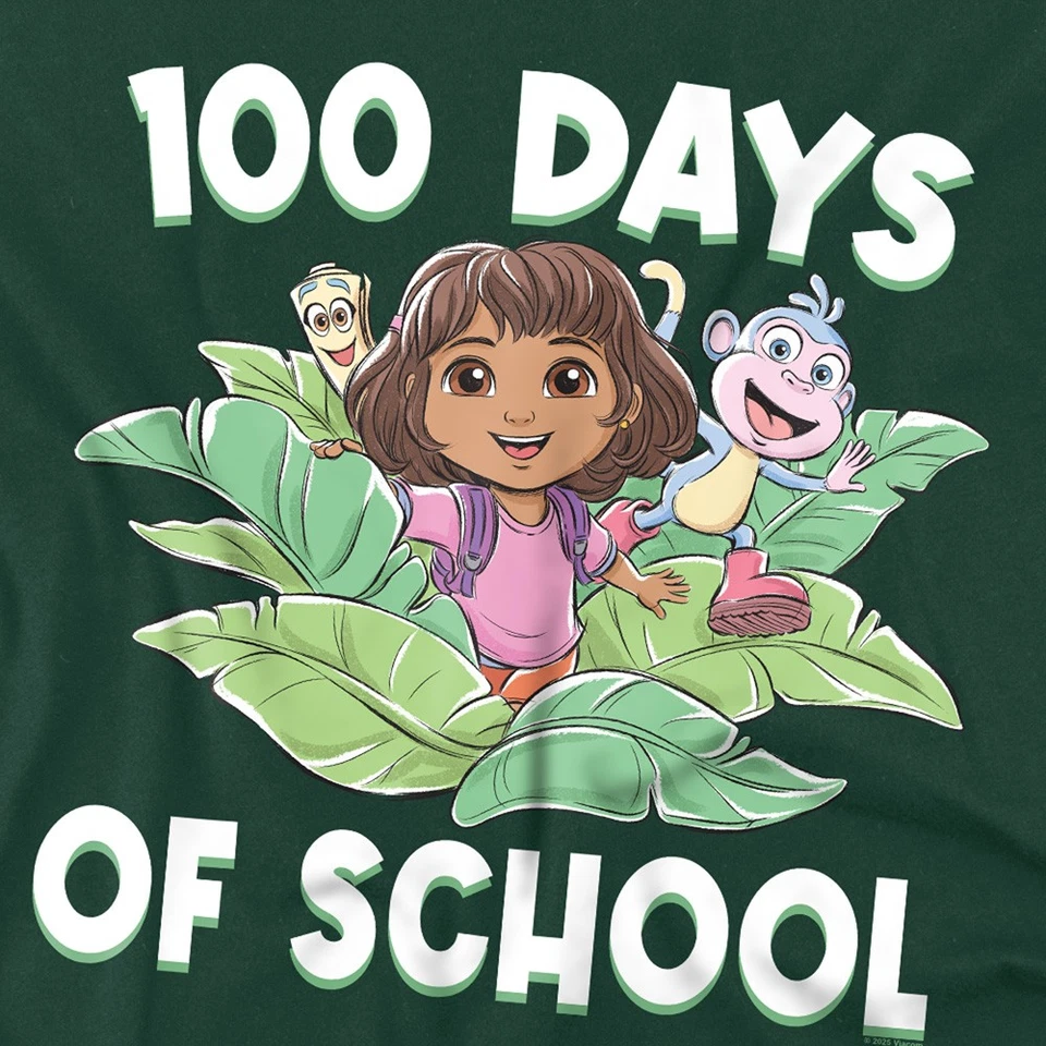 Camiseta Dora la Exploradora 100 Días de Hojas Escolares S-4XL, Verde Cazadora Foto 2 de 4