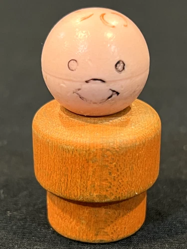 Vintage Original Fisher Price Little People Orange Wooden Base Orange Hair