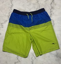 Tommy Bahama Boys XL 14  Swim Blue Trunks Shorts Lined Elastic Waist W/Tie