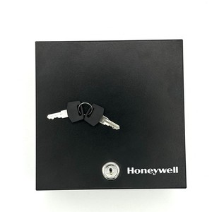Honeywell Small Metal Key Locking Money Box Two Keys 6.75 x 6.75 x 2.75 Inches