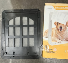 4 Way Pet Door Cat dog Lock Lockable Safe Flap Door Frame ABS black 16x20