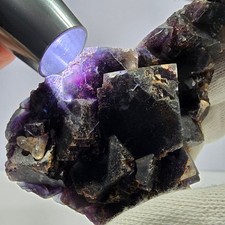 Phantom Fluorit Würfel Stufe, lila rot blau Okorusu Namibia 91*58*22mm