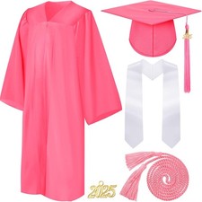 Syhood 4 Pieces 2025 Unisex Graduation Matte Gown Cap Tassel Stole Set Honor...