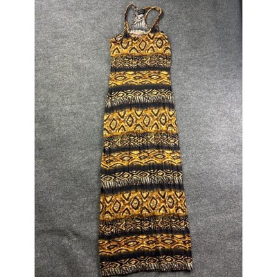 Torn by Ronny Kobo Maxi Dress Womens Medium Gold Tribal Print Racerback Modal