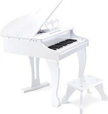 Hape White Grand Piano Thirty Key Piano Stool Electronic Keyboard Musical Set