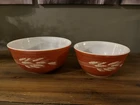 Set Of 2 Vintage Pyrex Autumn Harvest Wheat Large Mixing Bowls