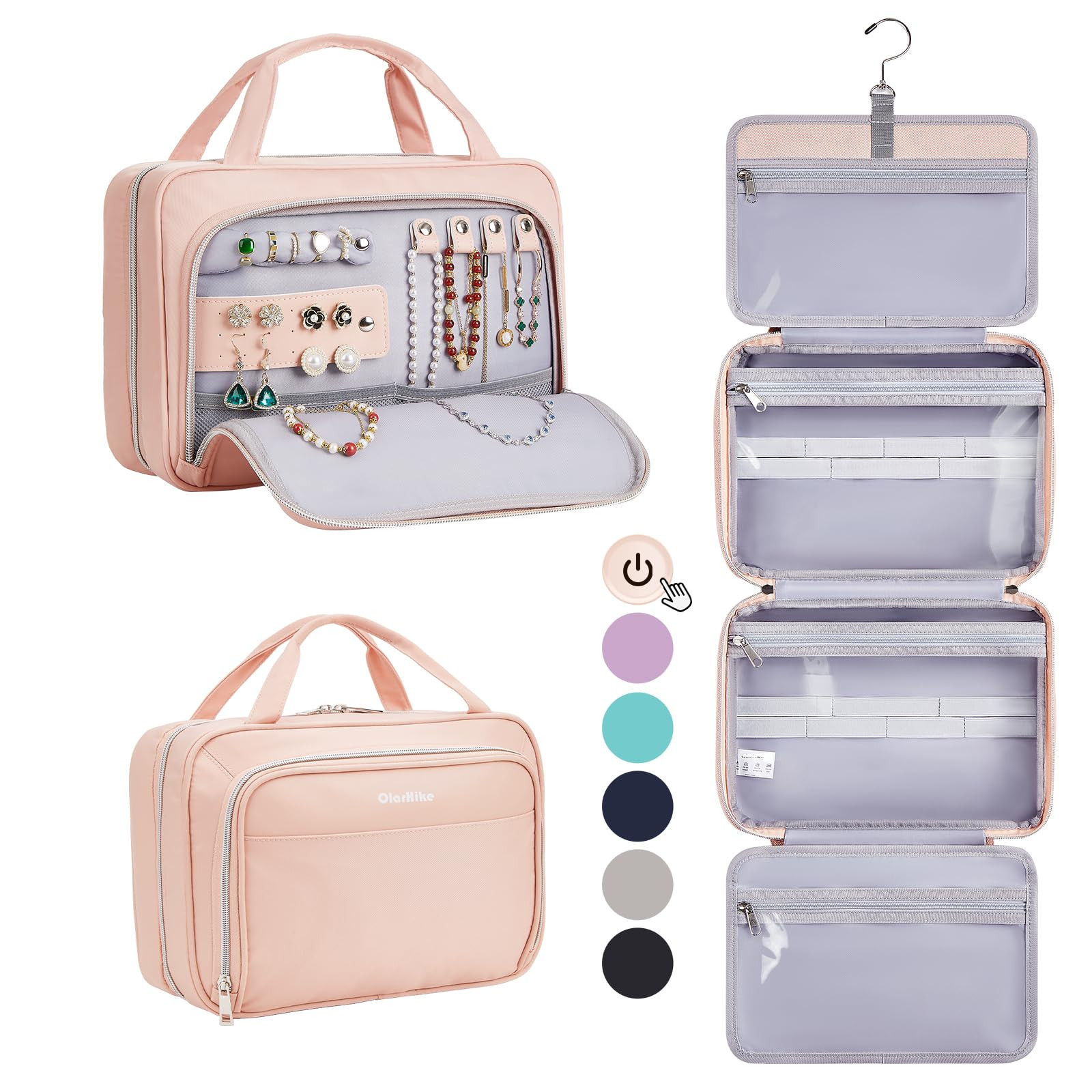Large Waterproof Hanging Toiletry Bag for Makeup Jewelry 3 in 1 Essentials