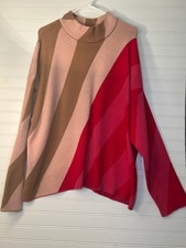 LIZ CLAIBORNE Women's 2X Sweater Mock Pink Multi Stripe NWT 54