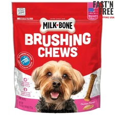 Milk Bone Brushing Chews Daily Dental Dog Treats , 25.5 oz Bag, 65 Bones Per Bag