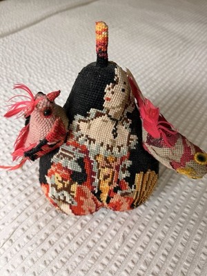 Frédérique Morrel Needlepoint Pear With Two Birds RARE on Of A kind Artisan