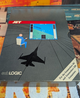 Jet (SubLogic 1986) Commodore 64 (Disk, Box, Manual) classic 8-bit works
