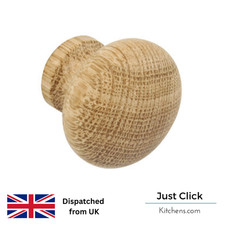 Image of Large Solid Oak Unfinished Kitchen Door Knobs 44mm To Wax or Paint - UK Dispatch