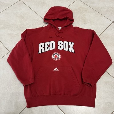 Vintage Boston Red Sox Hoodie Mens L Red Adidas MLB Baseball Sweatshirt Y2K
