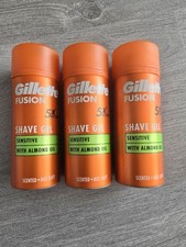 3 x Gillette Shave Gel Fusion 5  Sensitive Skin -  75ml Travel Size. 71.73 per litre