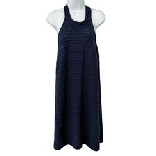 Gap Navy Blue Crochet Cotton Halter Trapeze Mini Dress Button Back size XL NWT