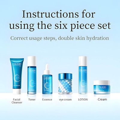 Collagen Anti-Aging Skin Care Set 6pcs Moisturizing Hydrating Firming Kit-USA