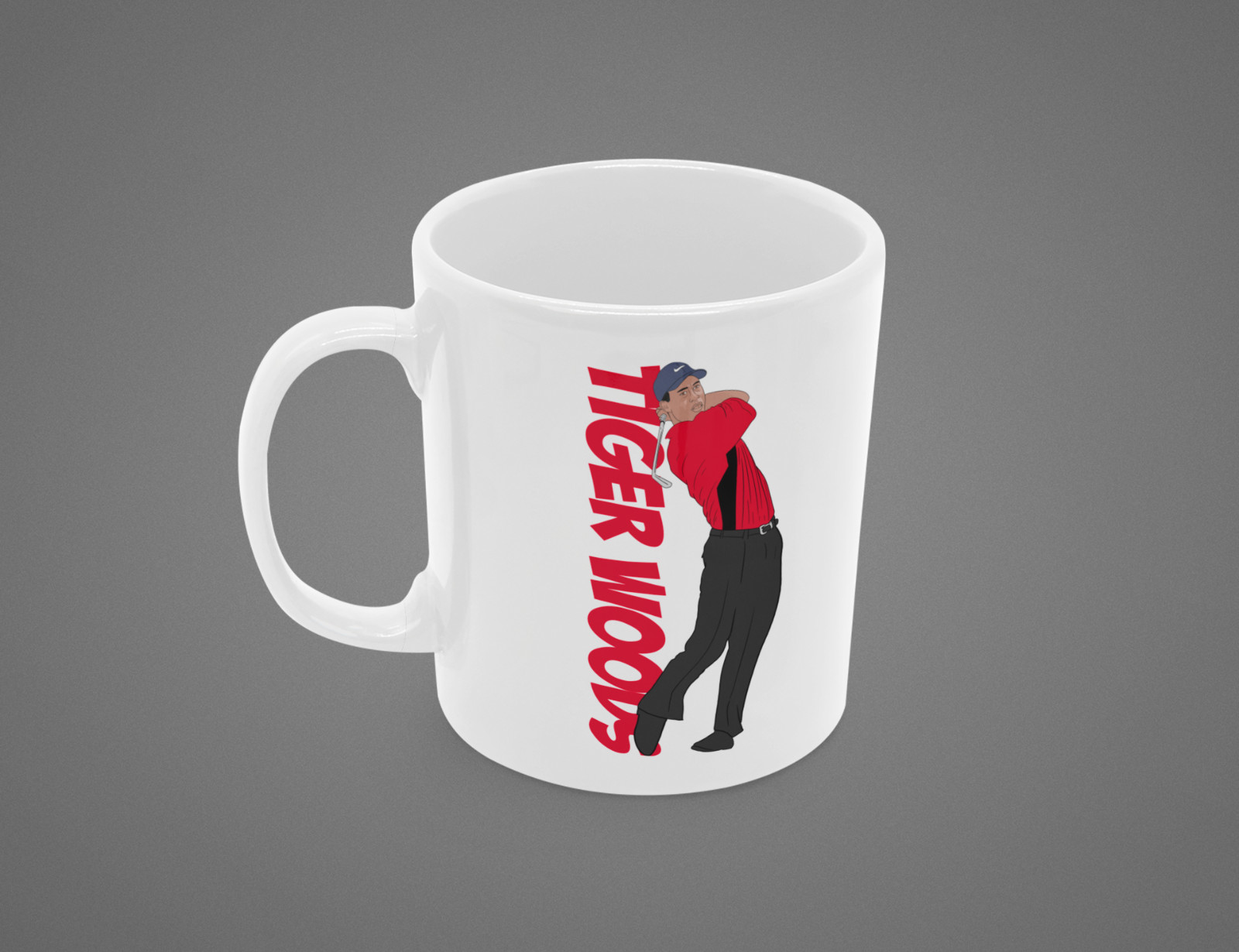 Tiger Woods Cartoon Fan hergestellt 11 Unzen WEISSE TASSE
