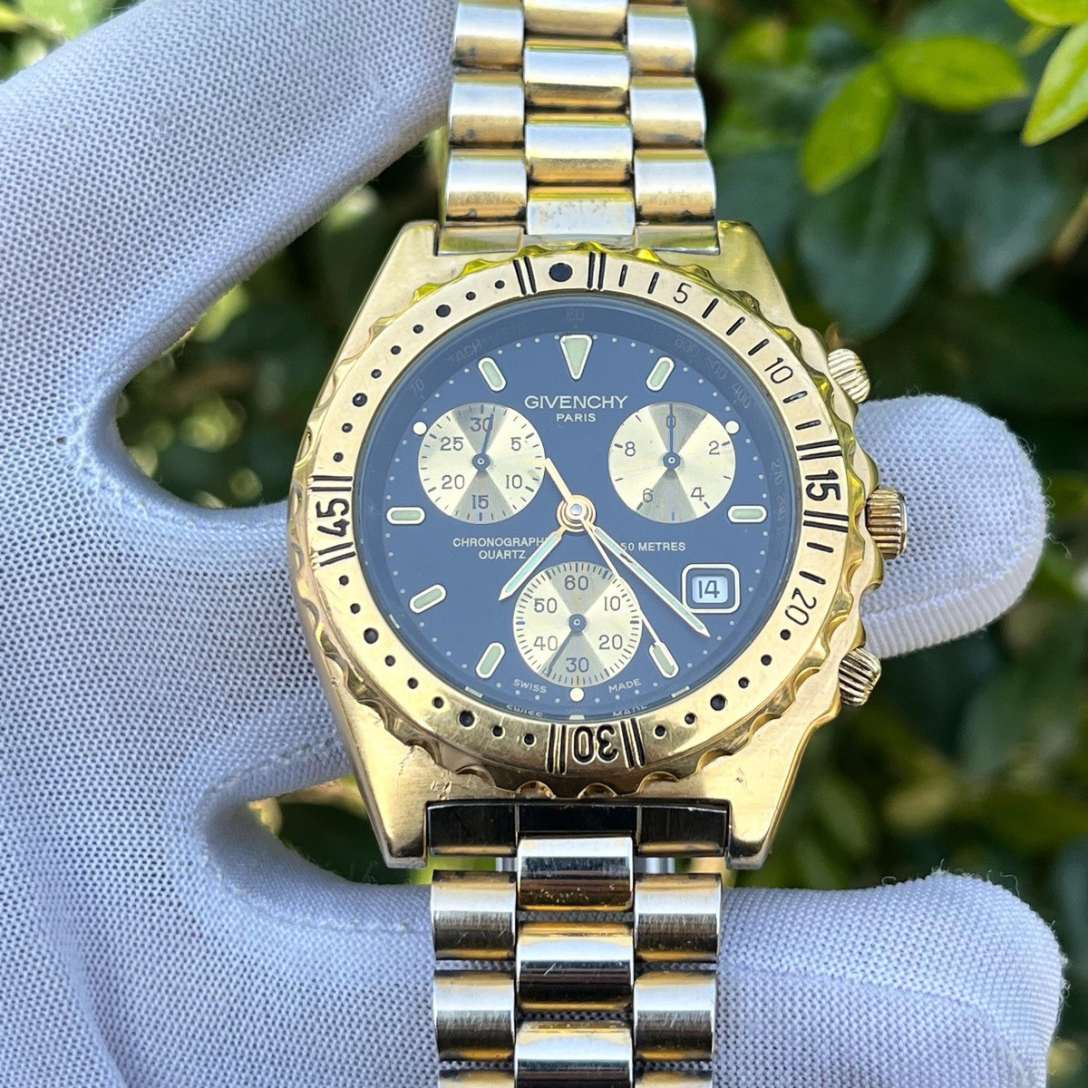 Vintage Givenchy Paris Chronograph Diver 50 M Swiss Made