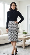 Gilli Geometric Print Black And White Pencil Skirt Size Small Made In USA