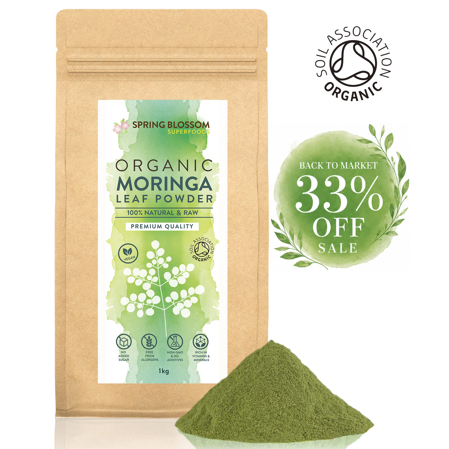 1KG ORGANIC MORINGA POWDER OLEIFERA SUPERLEAF RAW VEGAN SUPPLEMENT SUPERFOOD