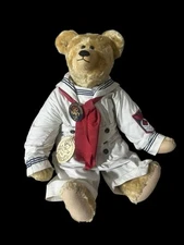 Nona's Bears Mohair OOAK Vintage Teddy U.S. Navy Sailor Suit 22” Fully Jointed