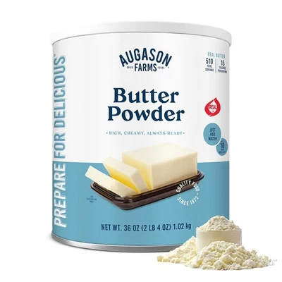 PRIVATE Augason Farms Butter Powder, Gluten Free Salted, Shelf Stable, 510 Servings