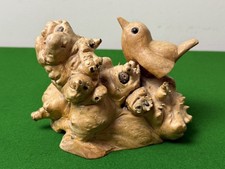 Wooden Bird Sculpture Perched On Burl / Natural Wood Knot / Rustic Organic Look