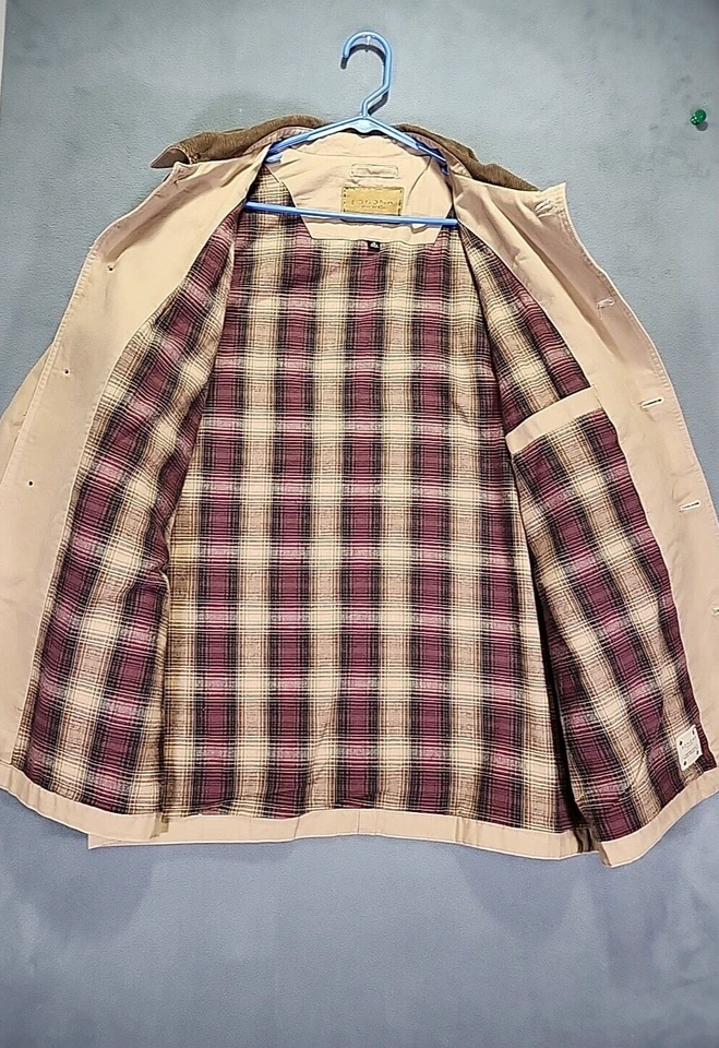 Sonoma образ жизни холст амбара пальто куртка XL желтовато-коричневый вельветовый воротник клетку с подкладкой - Изображение 3 из 4