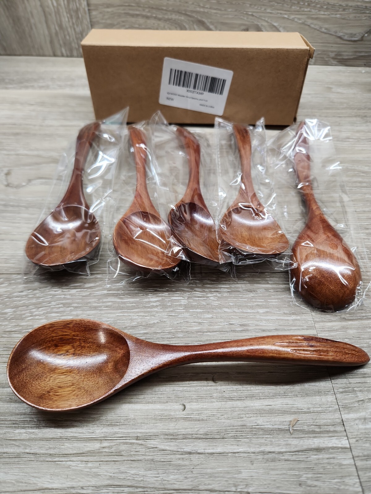IQCWOOD Korean Wooden Spoon, 6-Piece Wooden Spoons, 7 inch Handmade Natural Asia