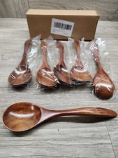 IQCWOOD Korean Wooden Spoon, 6-Piece Wooden Spoons, 7 inch Handmade Natural Asia