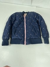 True Religion Girls Puffer Coat Jacket Logo Pink Blue Small Embroidered
