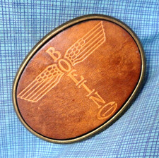 Boeing Aviation Aerospace Promo Belt Buckle Leather Inlay Vtg 70s El Cid .SHY467