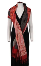 Dana XU 100% Merino Wool Extra Large Pashmina Blanket Travel Scarf Red Wrap Shaw