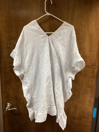 Women "MUMU” white flowing cover-up/tunic/dress short sleeves. Size XL. P.O. - Picture 2 of 2