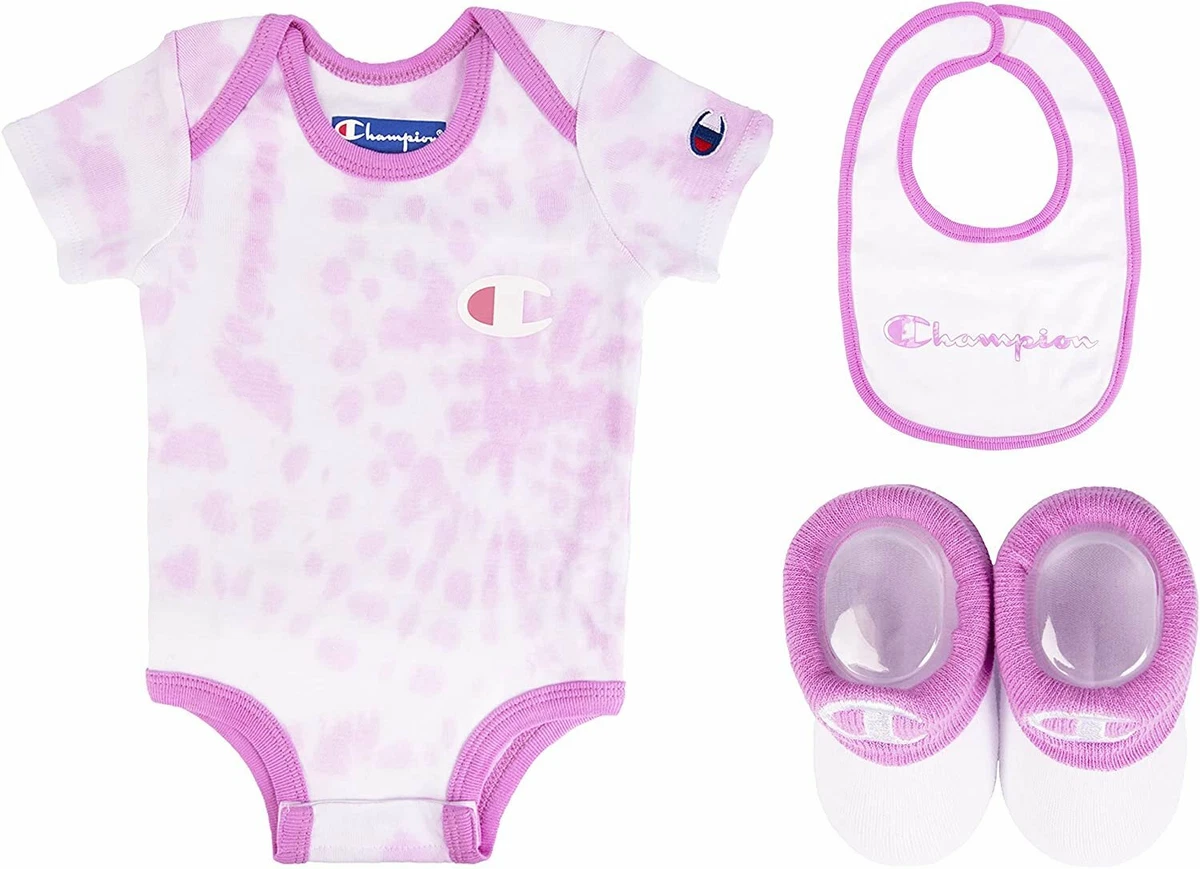 Champion Infant 3 Piece Box Set Includes Body Suit bib or hat and Booties
