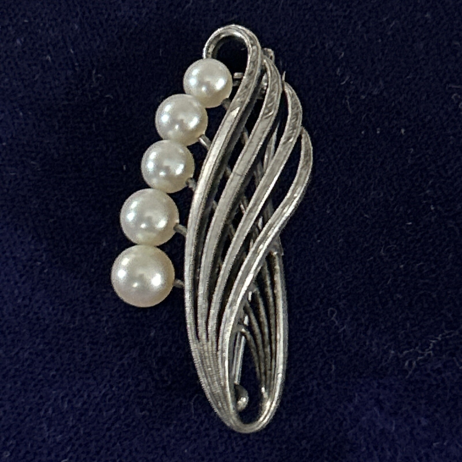 Fermoir à Cravate Vintage Argent Et Perles Mikimoto Tokyo - Années 50/60 - Occasion Très Bon État