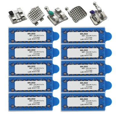 50 Kits Dental Orthodontic Brackets Braces Metal MIM Mini MBT 022 345 Hooks Blue