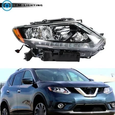 Headlight Right Side Halogen W/LED DRL For 2014-2016 Nissan Rogue S SV SL Chrome