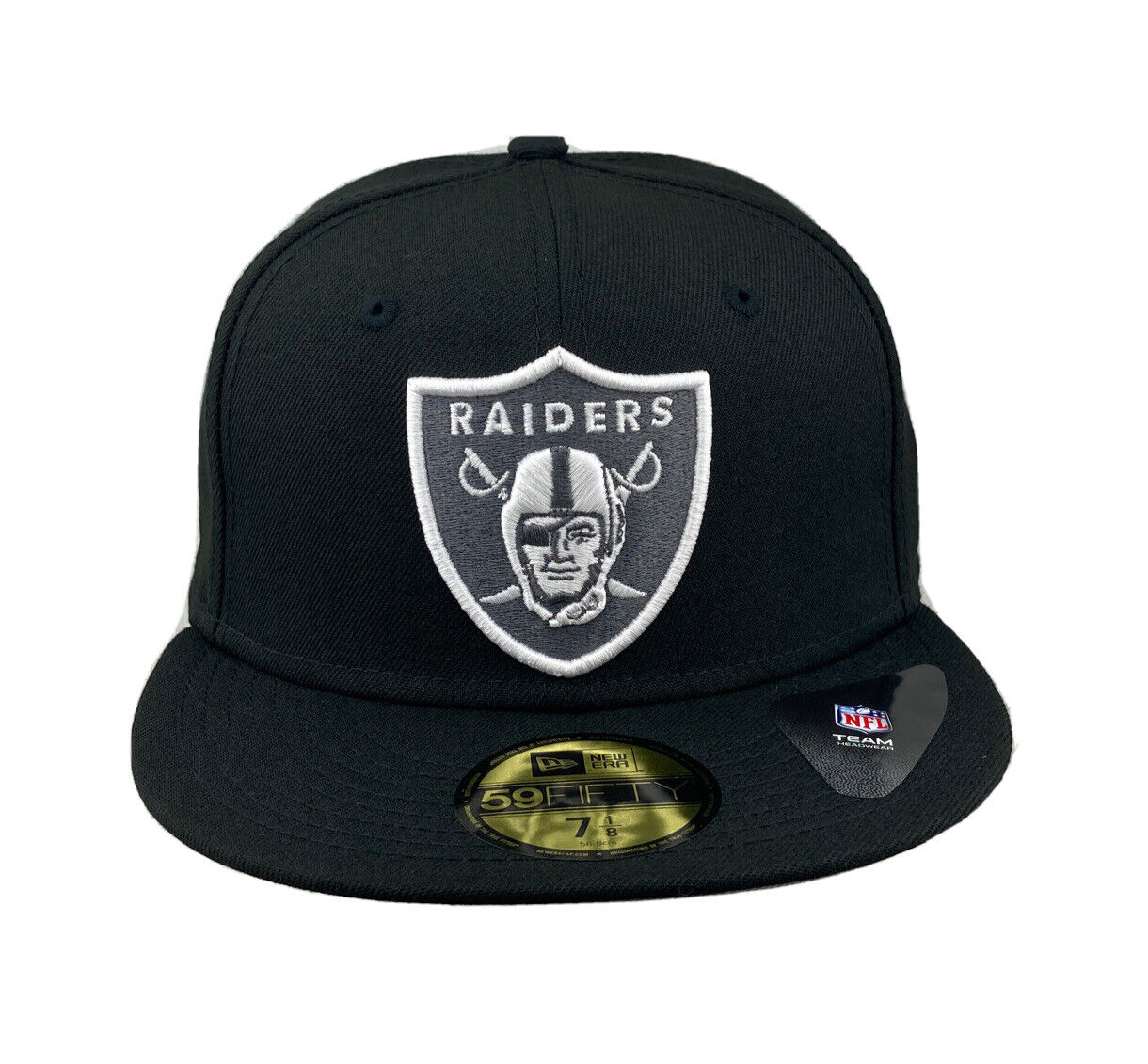 Las Vegas Raiders New Era Custom Black Pinwheel Side Patch 59FIFTY Fitted Hat, 7 3/8 / Black