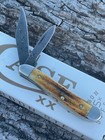 CASE XX ** 2023 BURNT GOLDENROD DAMASCUS SECOND CUT PEANUT KNIFE KNIVES — photo 4