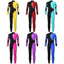 Kids Girls Jumpsuit Skating Bodysuit Long Sleeve Leotard Full Body Activewear