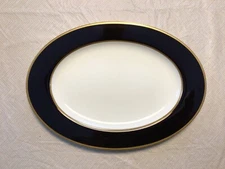 Mikasa Cathy Hardwick Onyx A6700 Gold Rim Oval Serving Platter 13” NICE! #BxQ-2