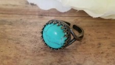 Adjustable Turquoise ring, howlite, bronze, stone, renaissance style Victorian
