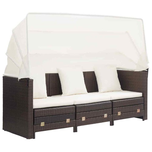 Poly Rattan Sonneninsel Sonnenliege Sitzgruppe Garten Garnitur Lounge mit Dach - Bild 5 von 28
